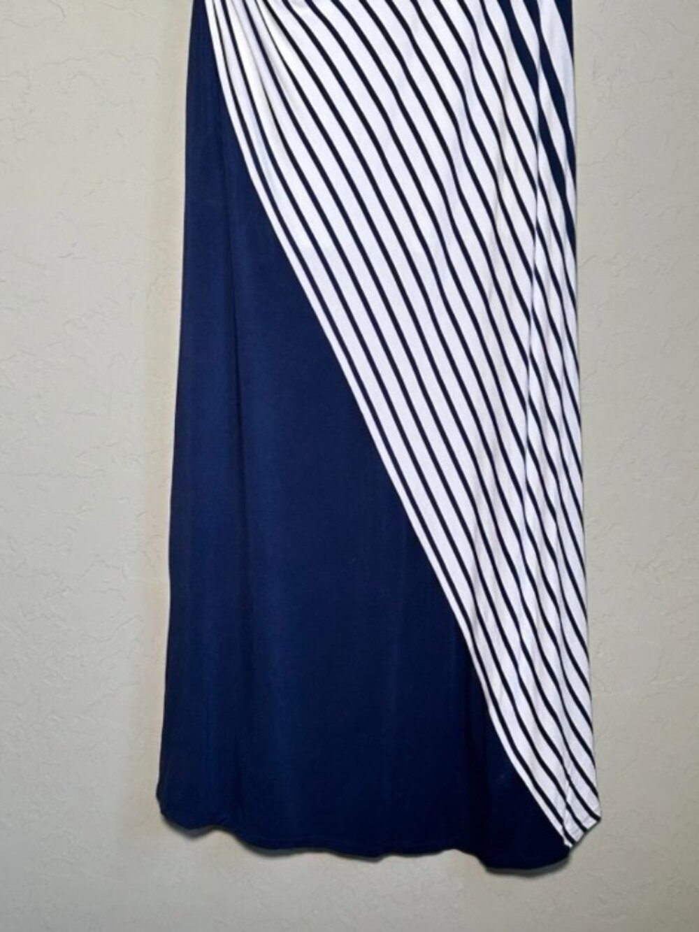 Soft Surroundings Vela Infinity Maxi Dress Navy Striped Sleeveless Coastal Sz L - Picture 8 of 13